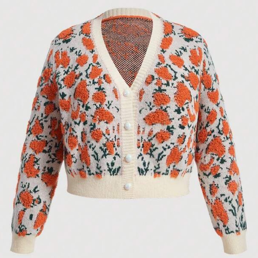 Cropped cottagecore floral cardigan